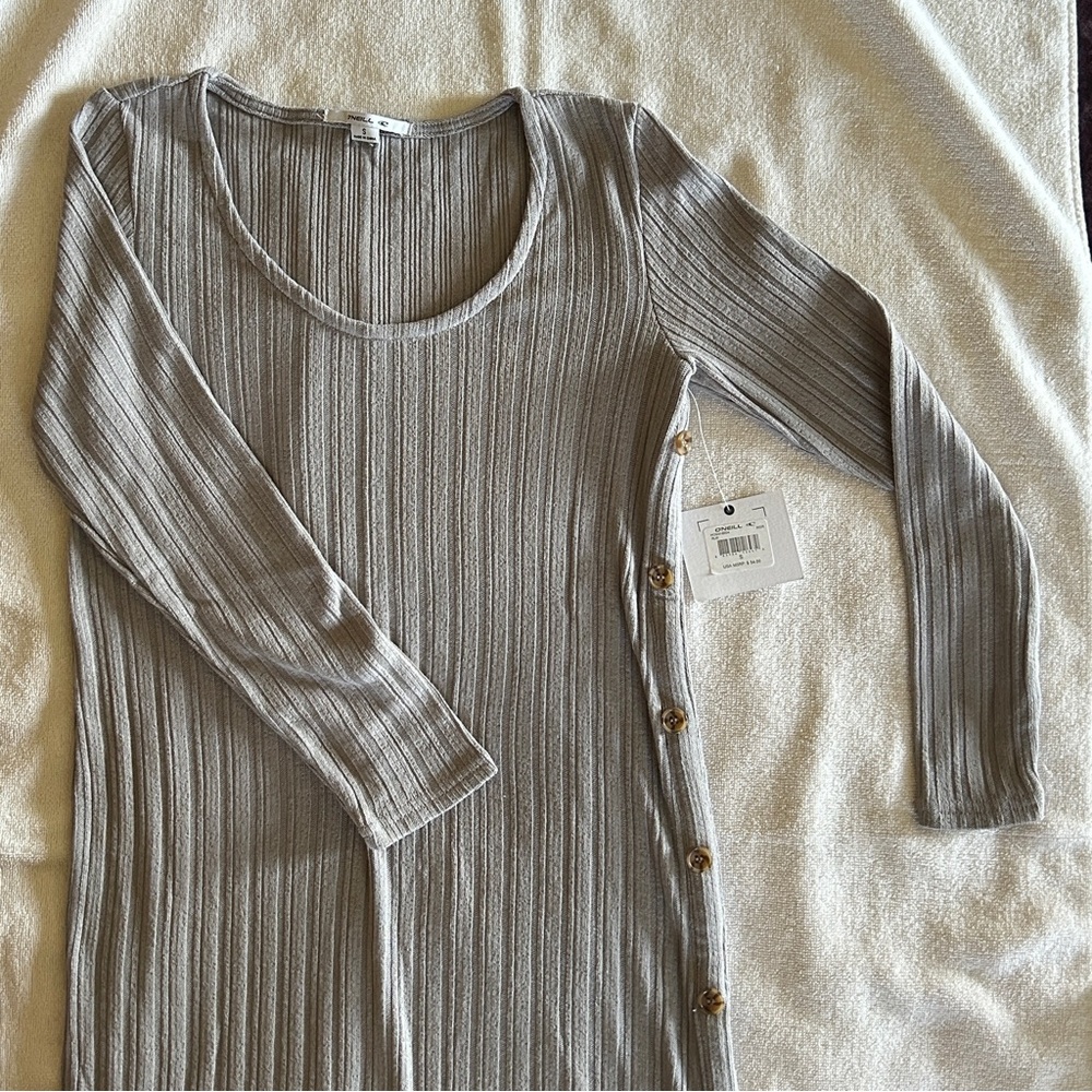 NWT O’Neill Gray Ribbed Midi Sweater Dress